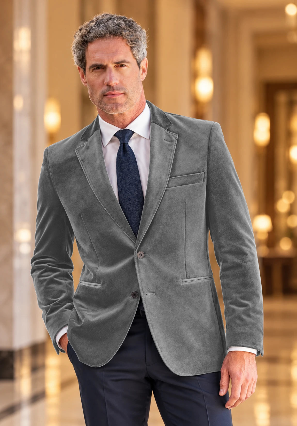 Men's grey velvet jacket