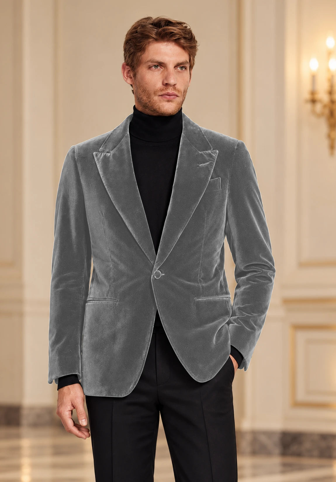 Men's grey velvet jacket