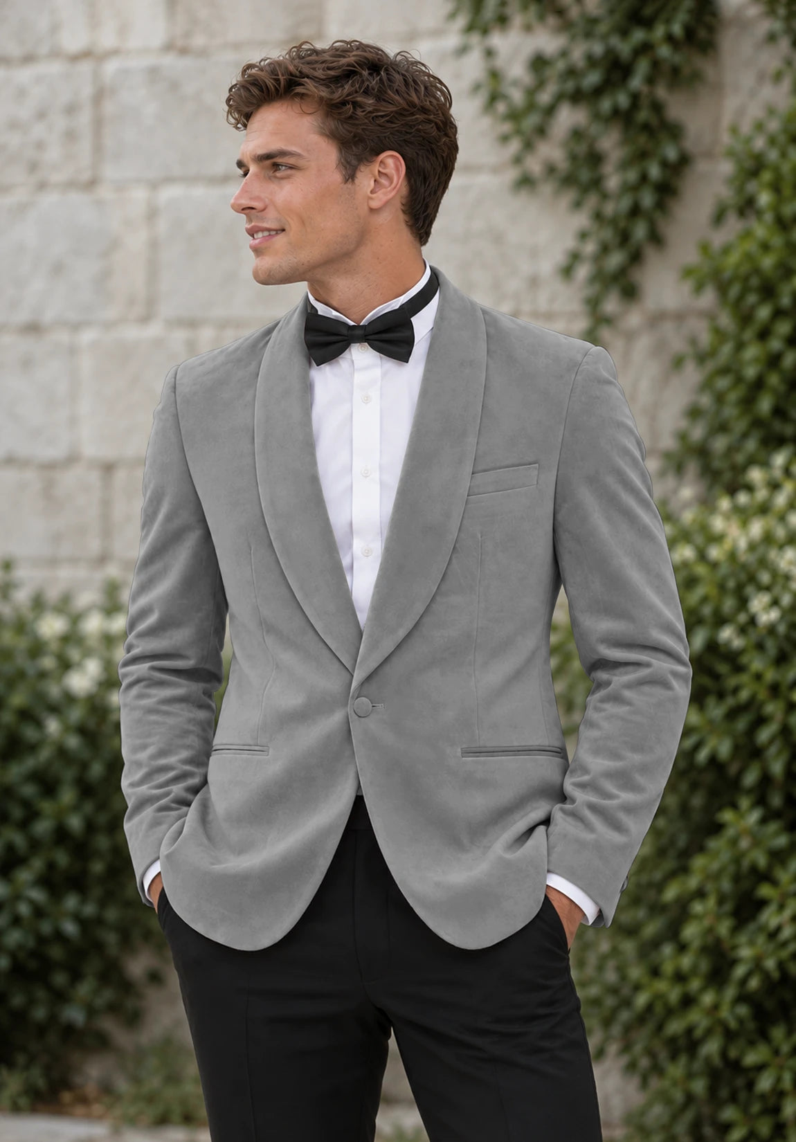 Men's grey velvet jacket