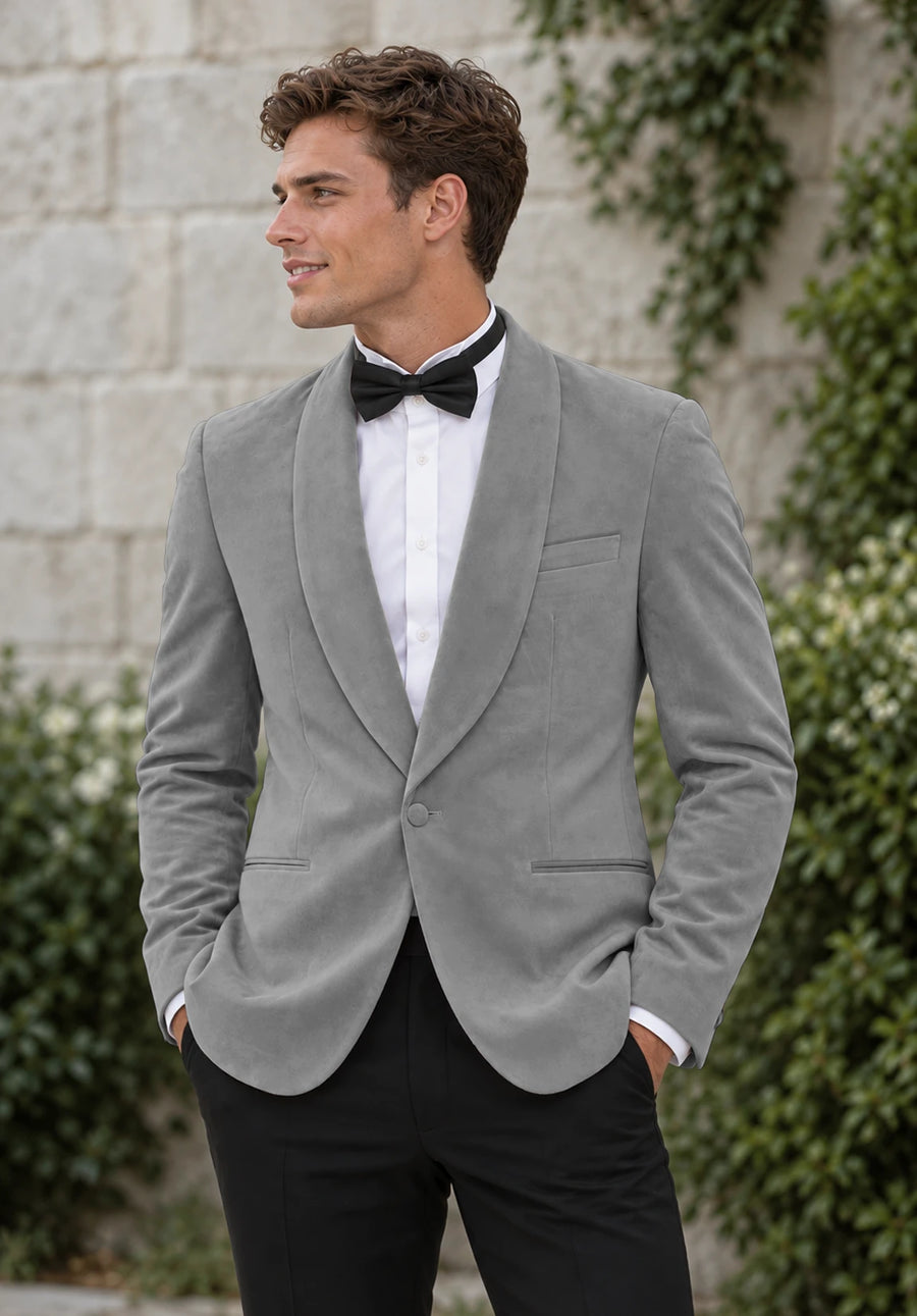 Men's grey velvet jacket