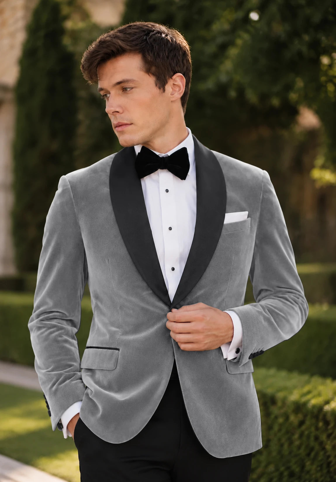 Men's grey velvet jacket
