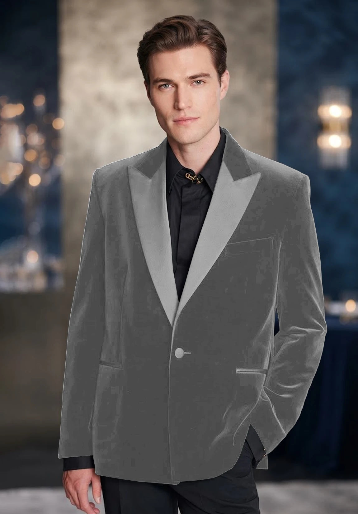 Men's grey velvet jacket