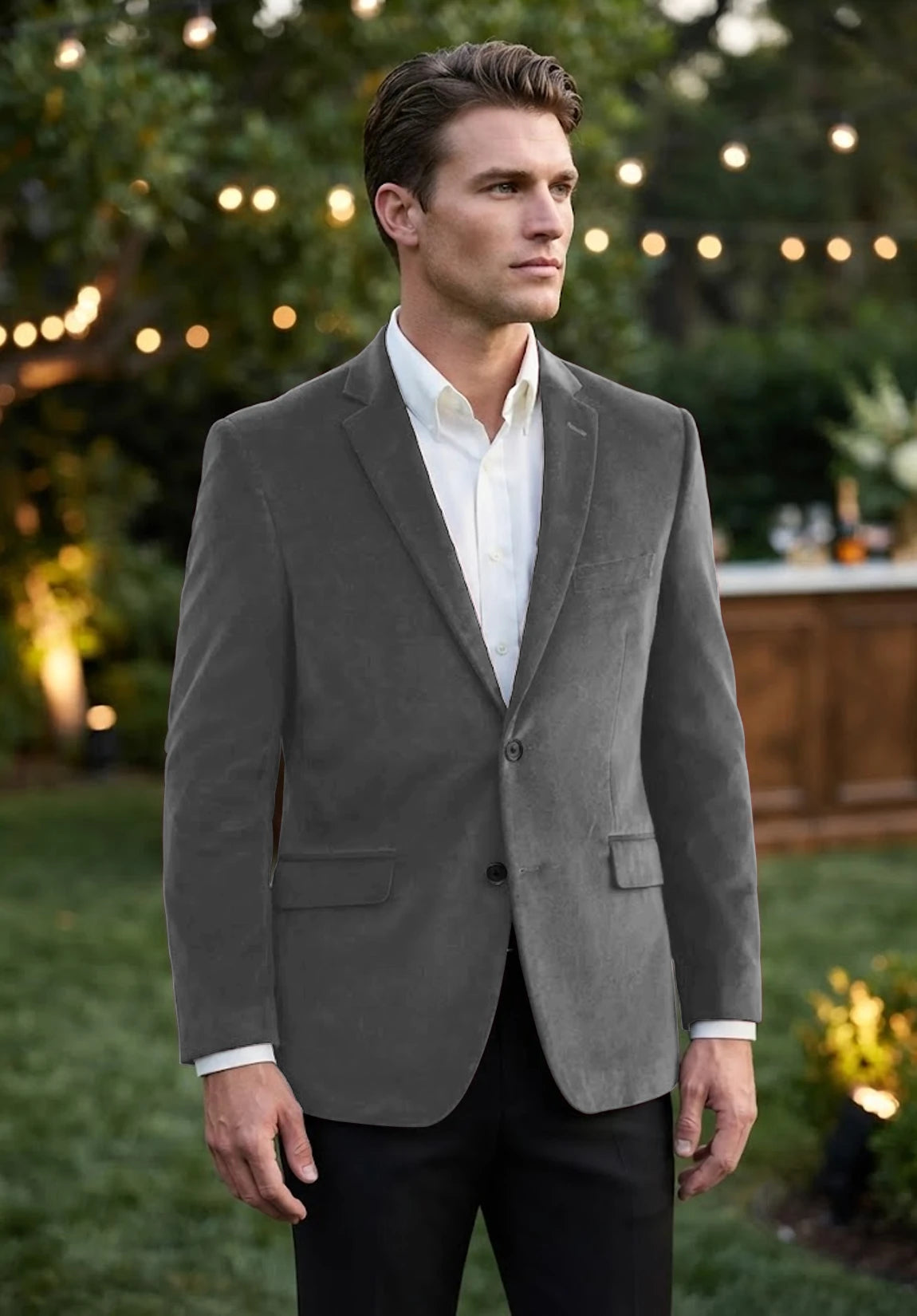 Men's grey velvet jacket