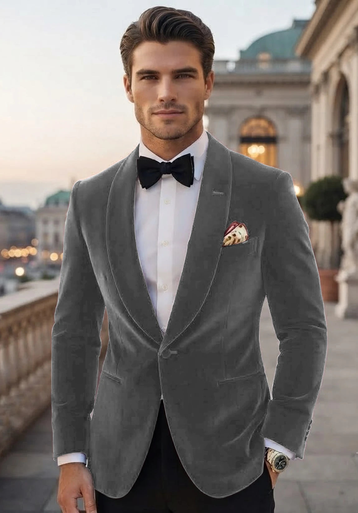 Men's grey velvet jacket