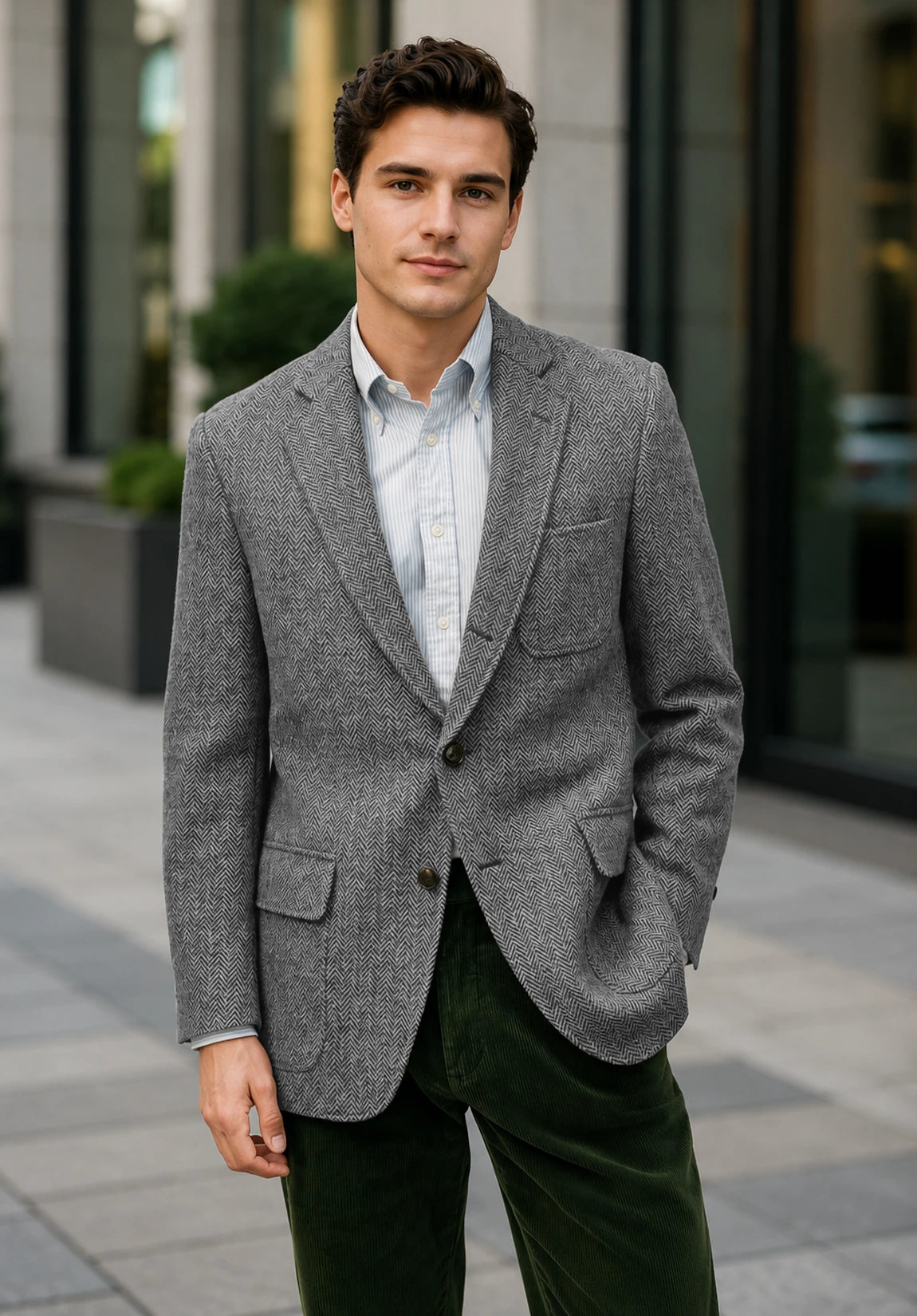 Men's grey herringbone jacket