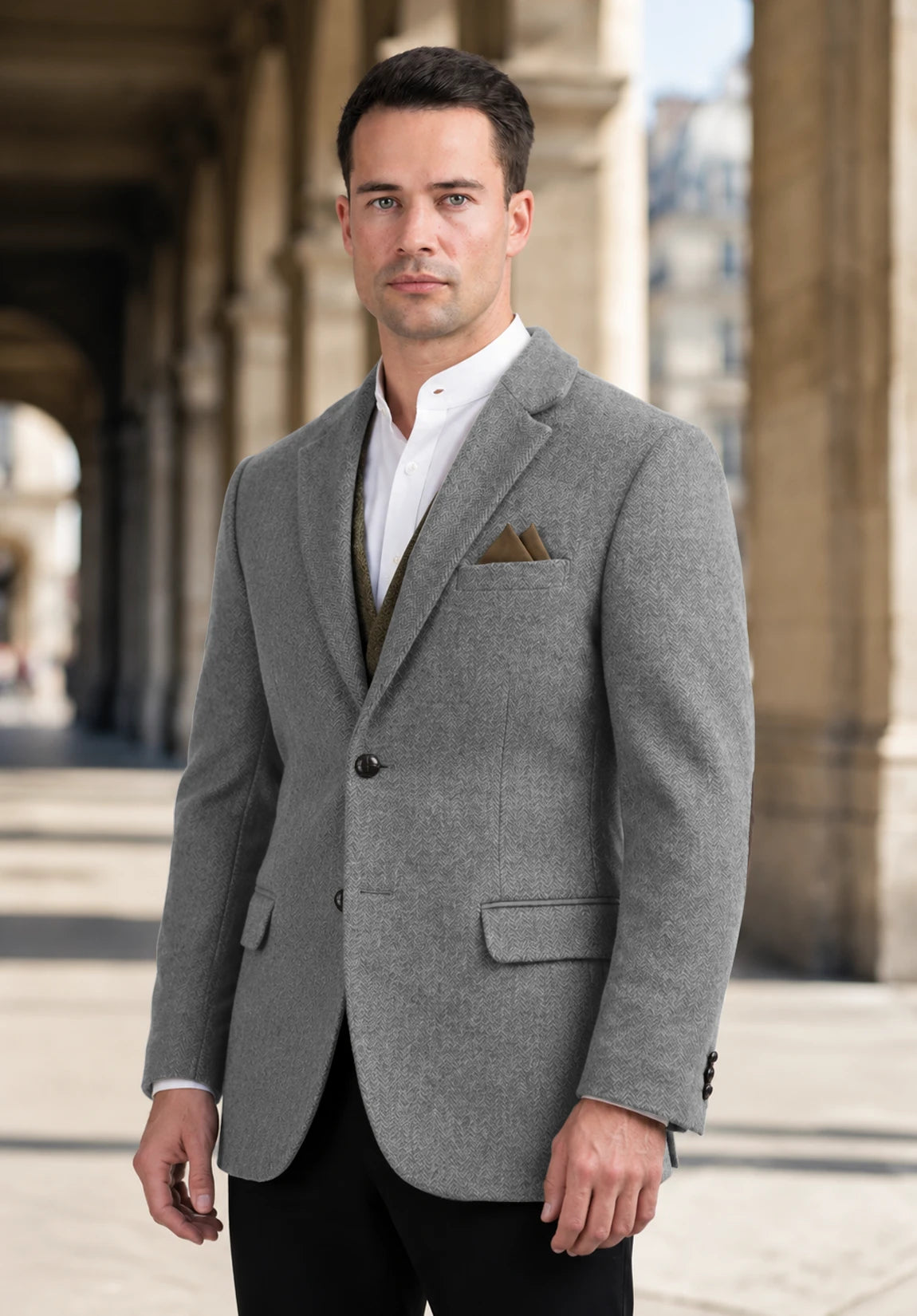 Men's grey herringbone jacket