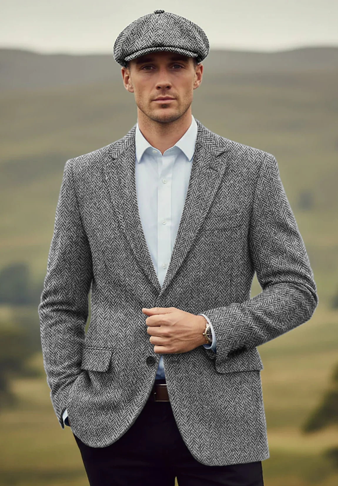 Men's grey herringbone jacket