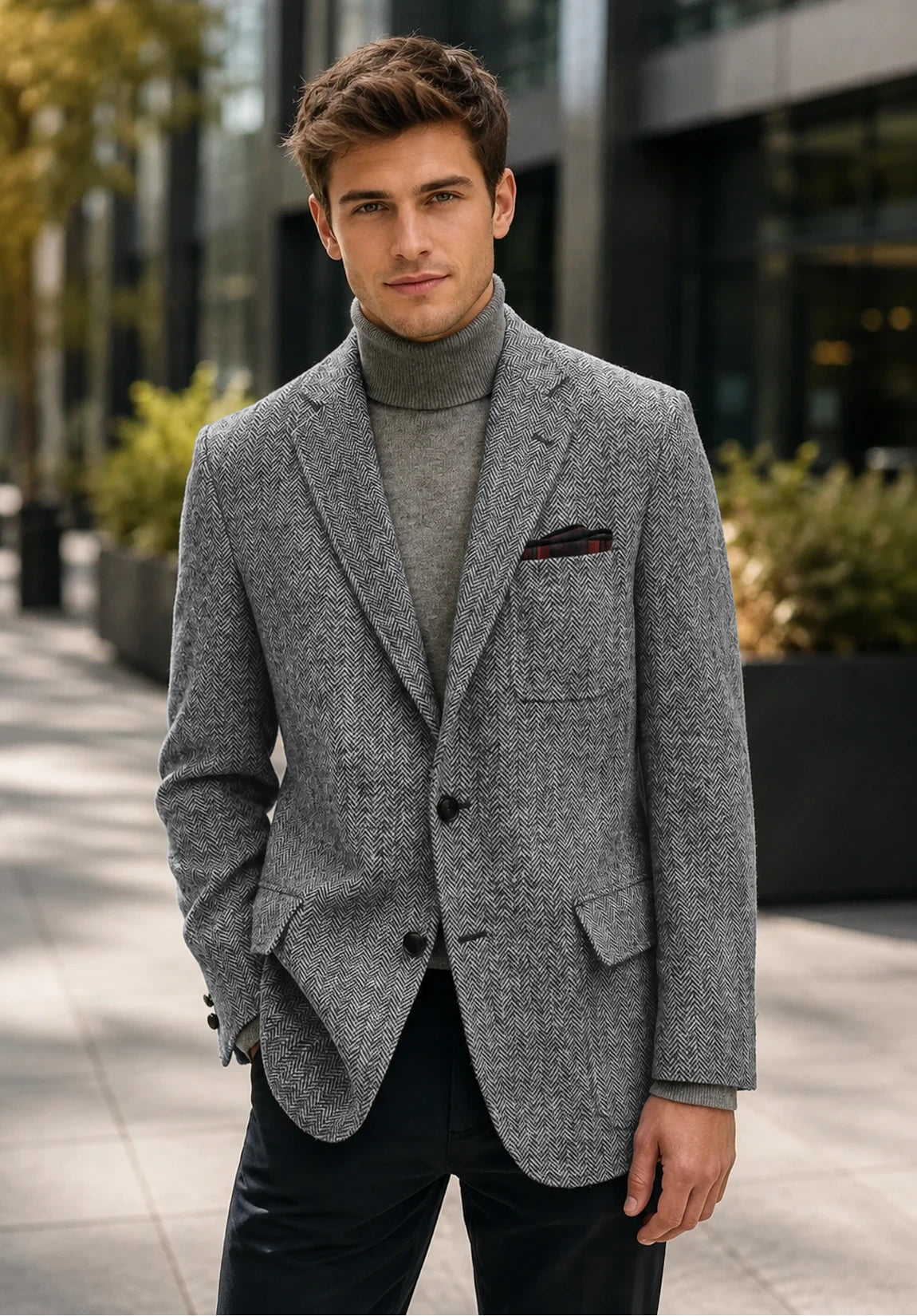 Men's grey herringbone jacket