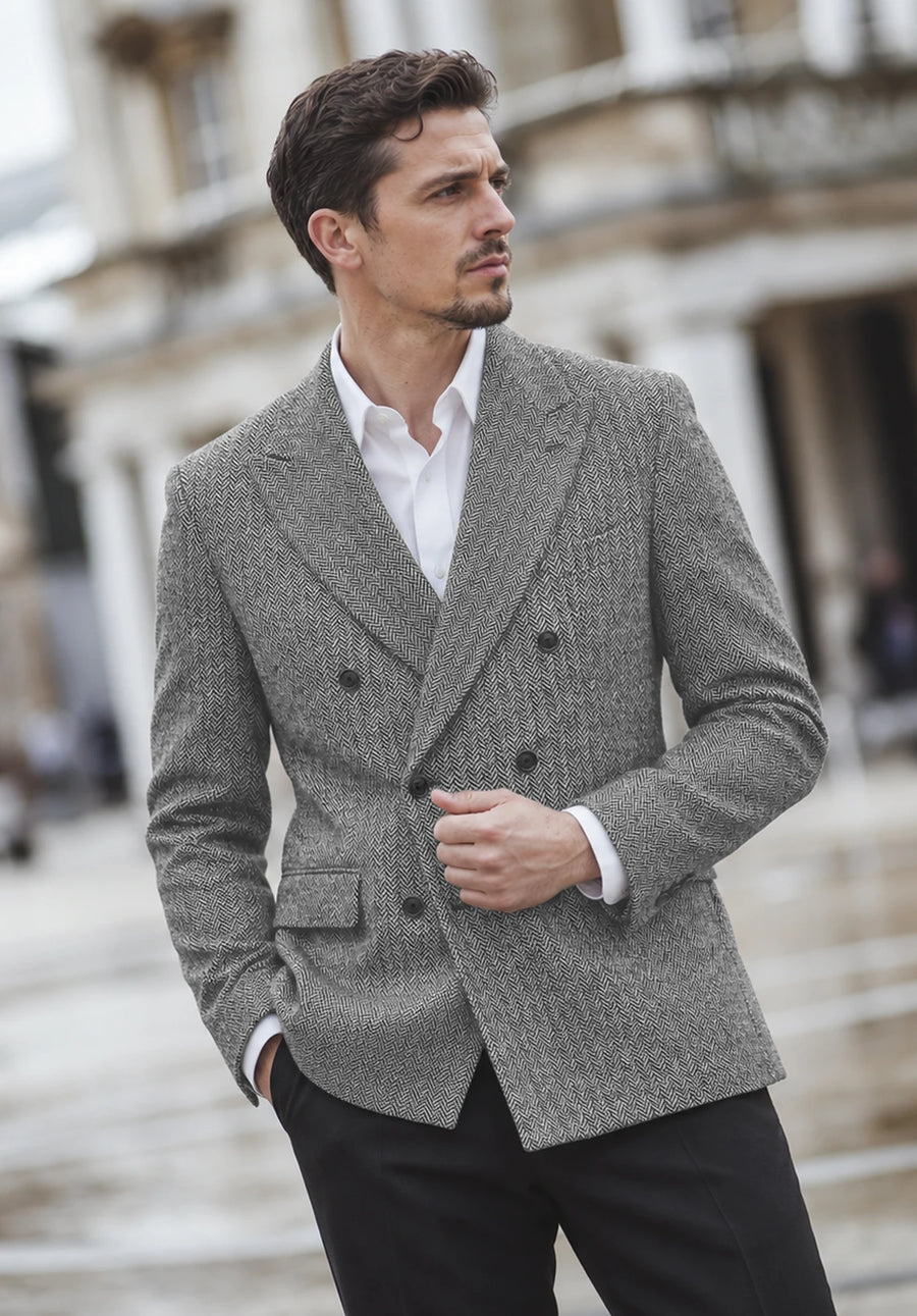 Men's grey herringbone jacket