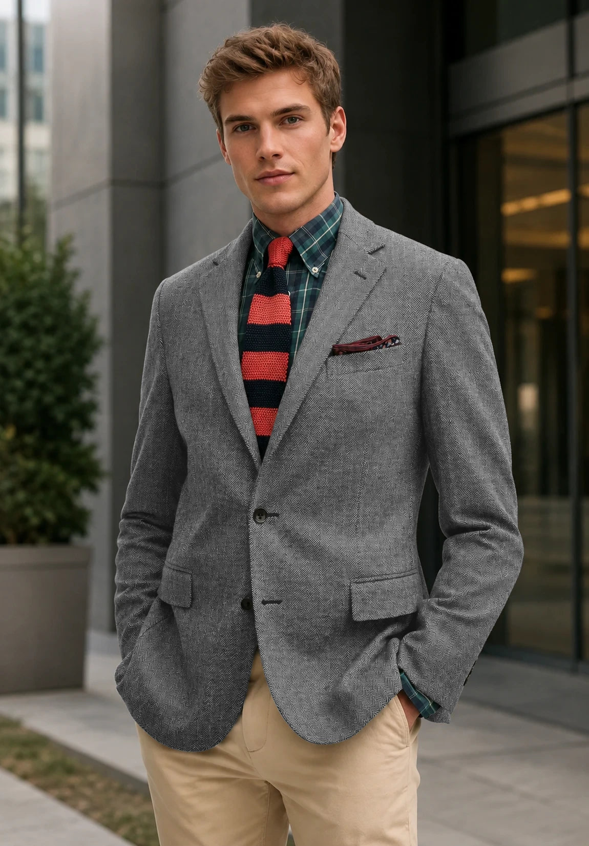 Men's grey herringbone jacket