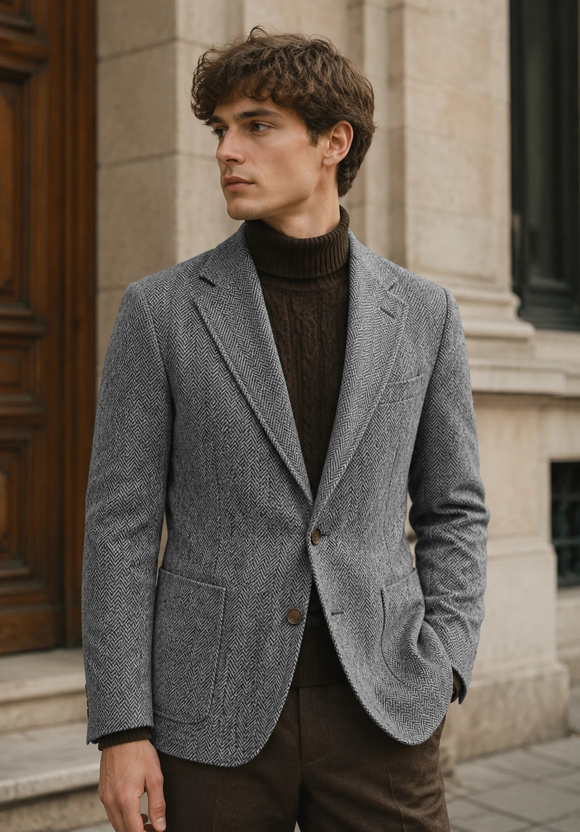 Men's grey herringbone jacket