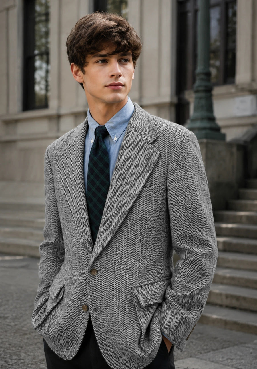 Men's grey herringbone jacket