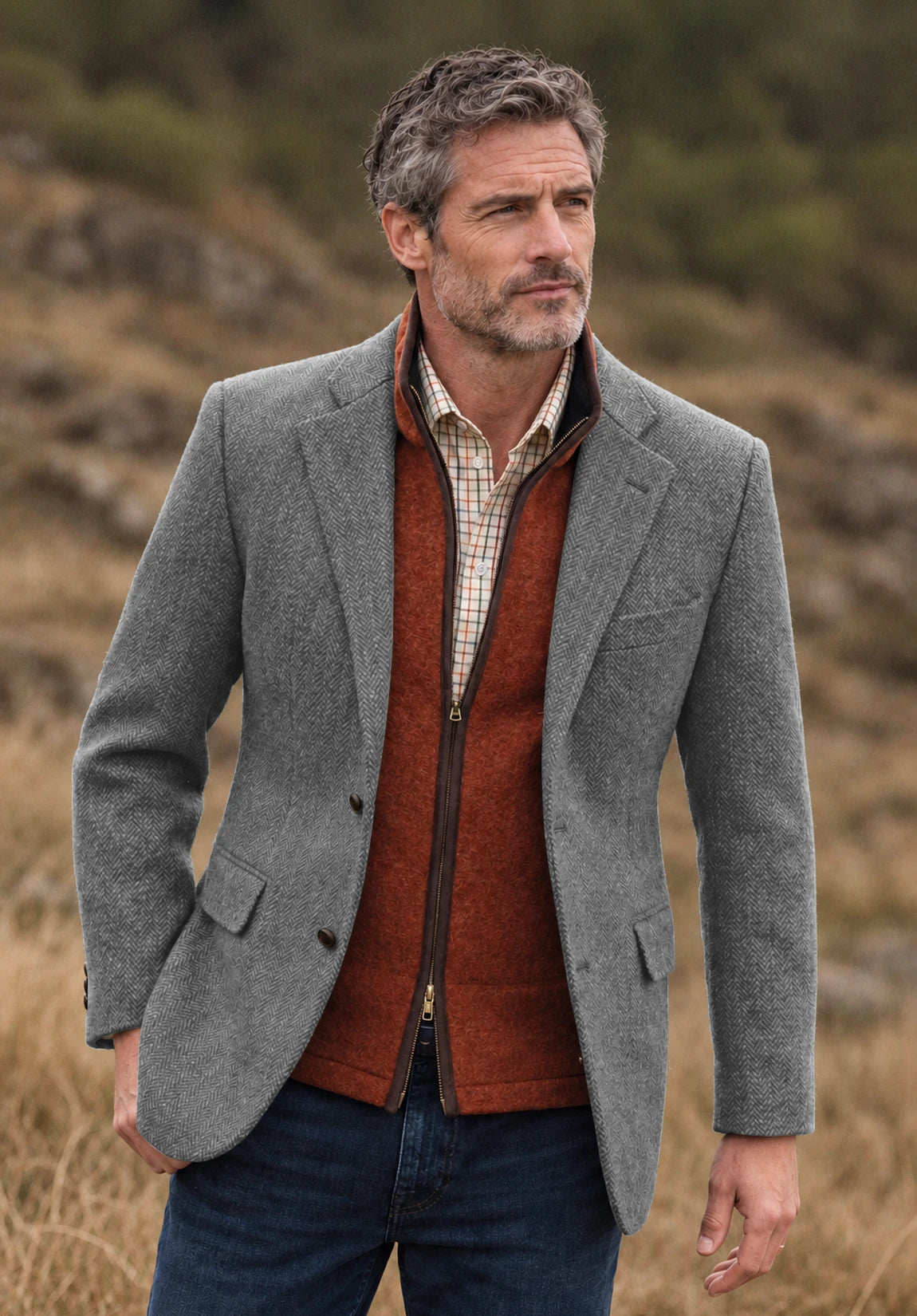 Men's grey herringbone jacket