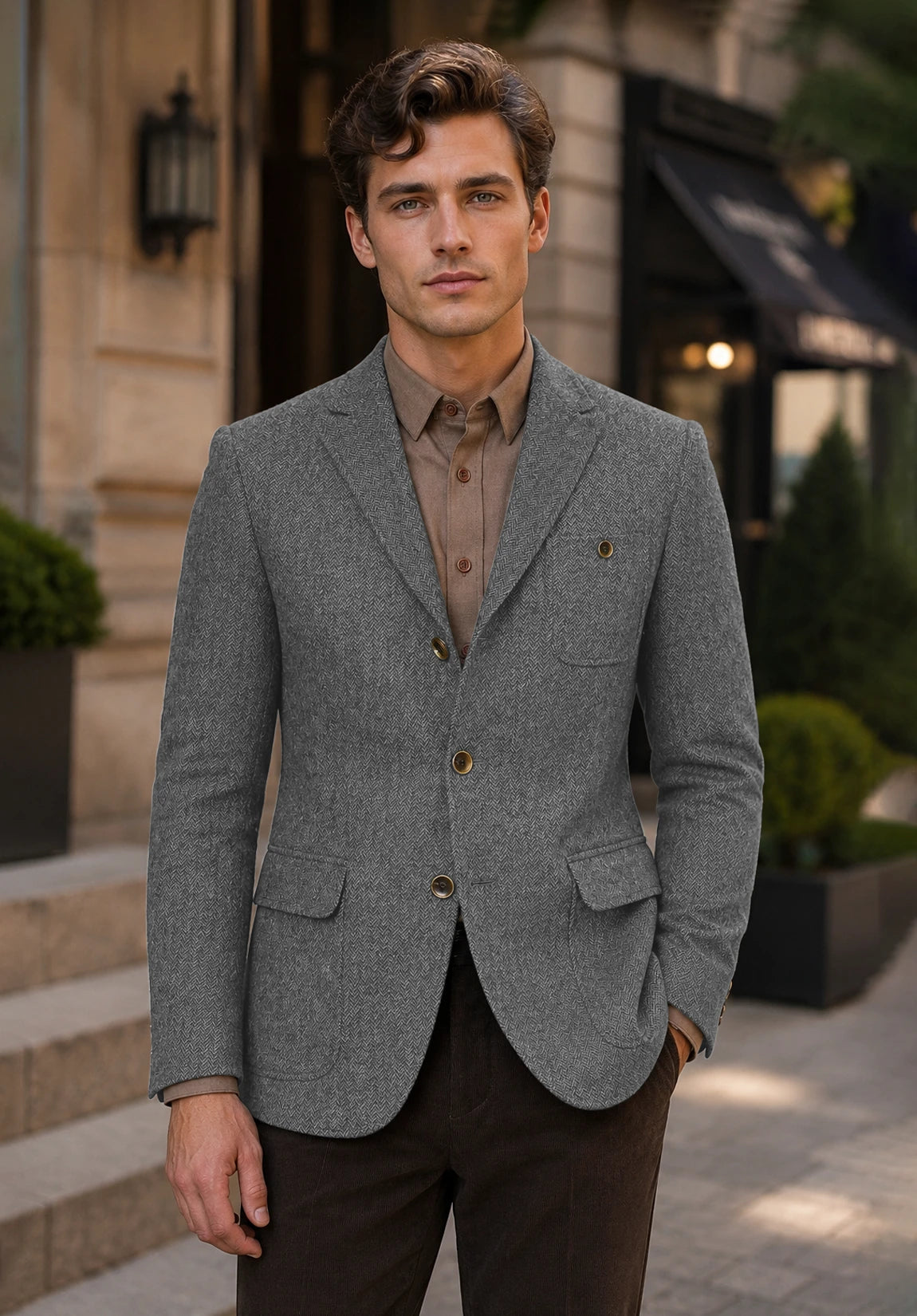 Men's grey herringbone jacket
