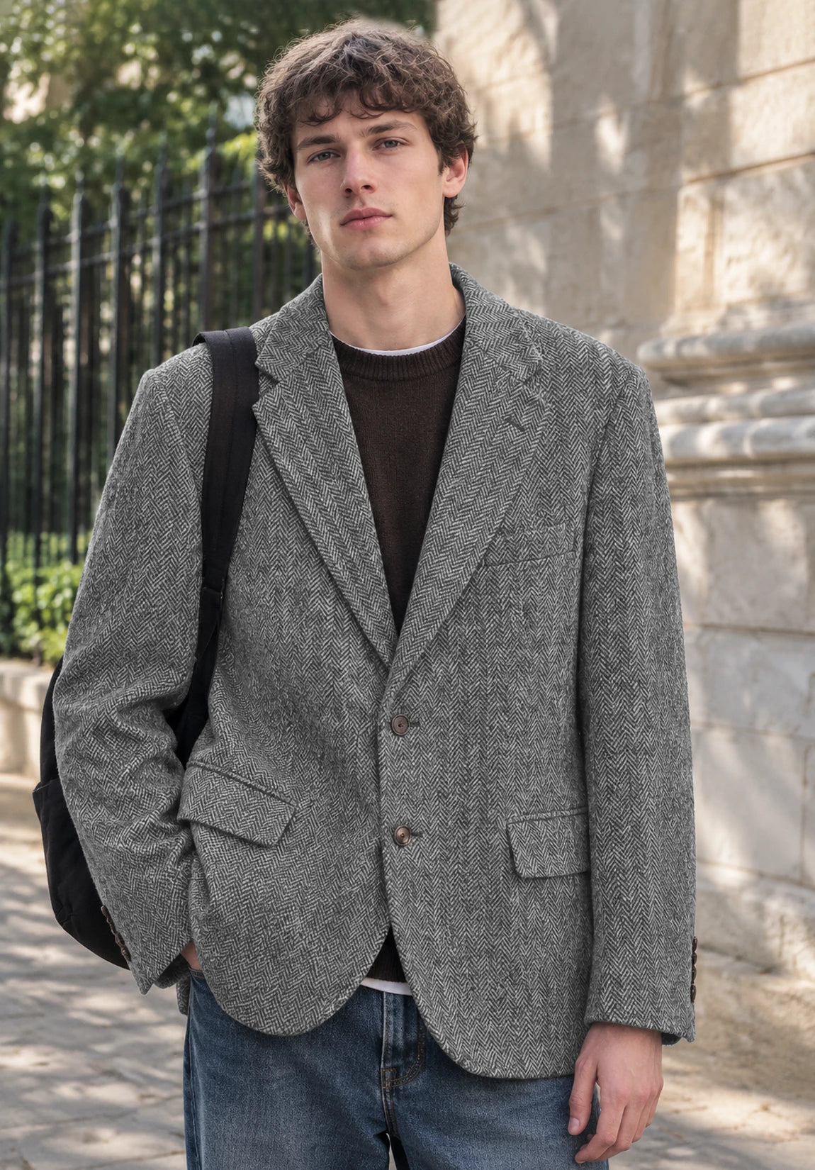 Men's grey herringbone jacket