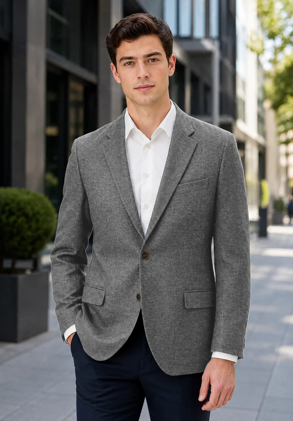 Men's grey herringbone jacket