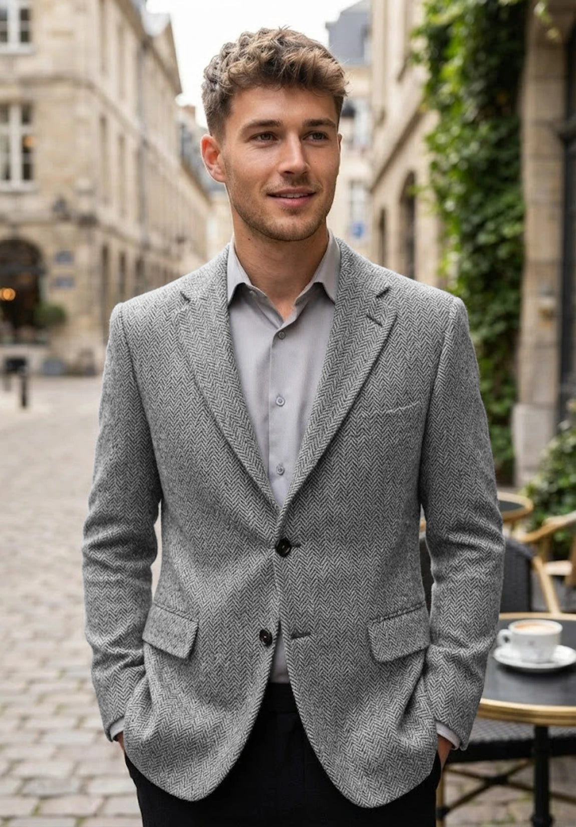 Men's grey herringbone jacket