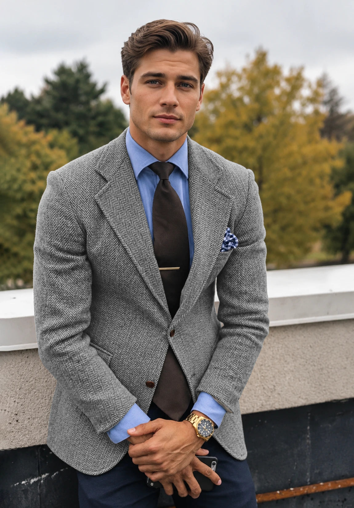 Men's grey herringbone jacket