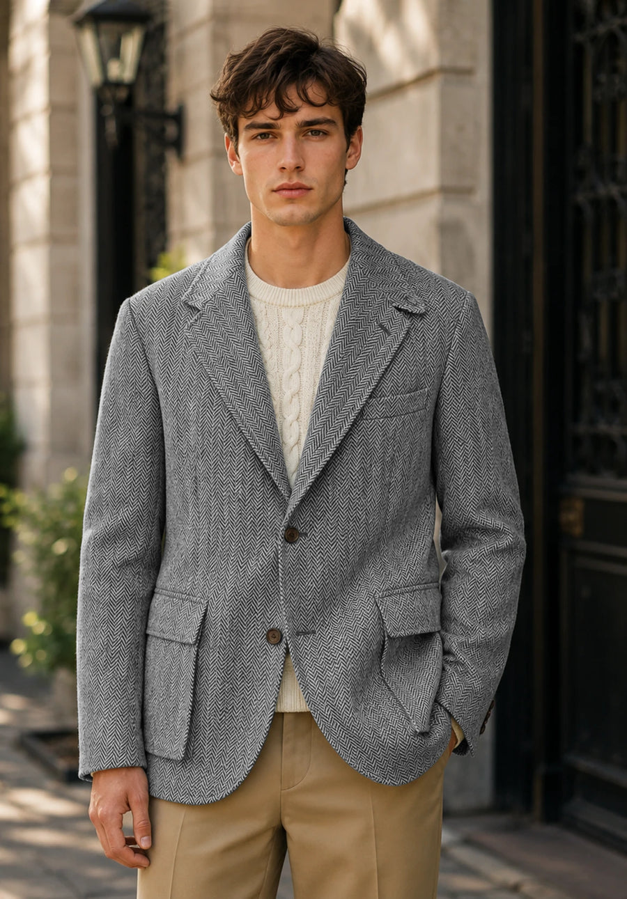 Men's grey herringbone jacket