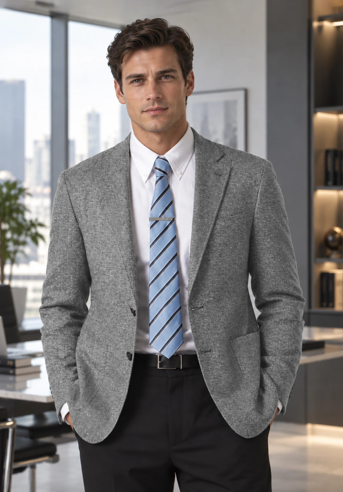 Men's grey herringbone jacket