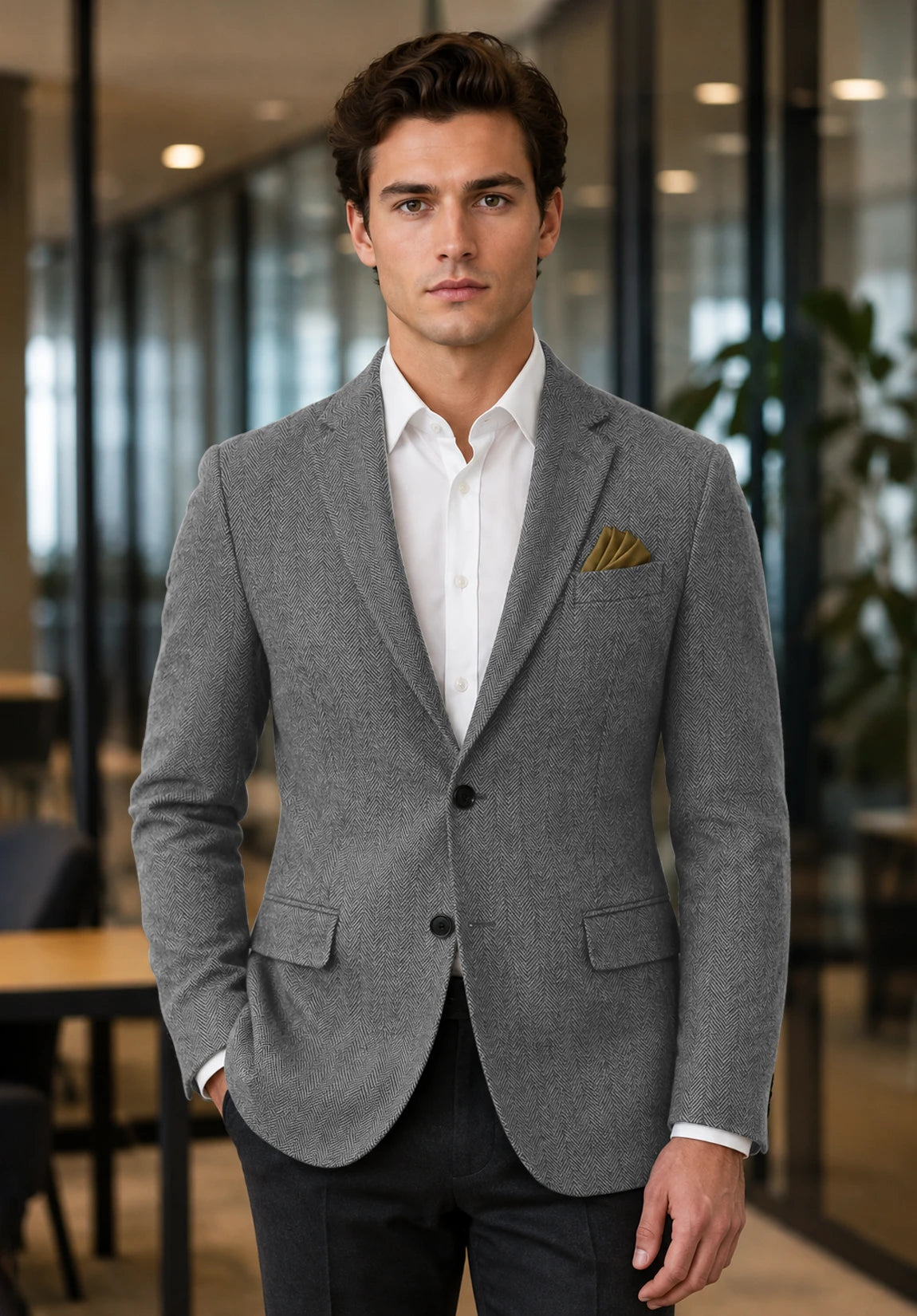 Men's grey herringbone jacket