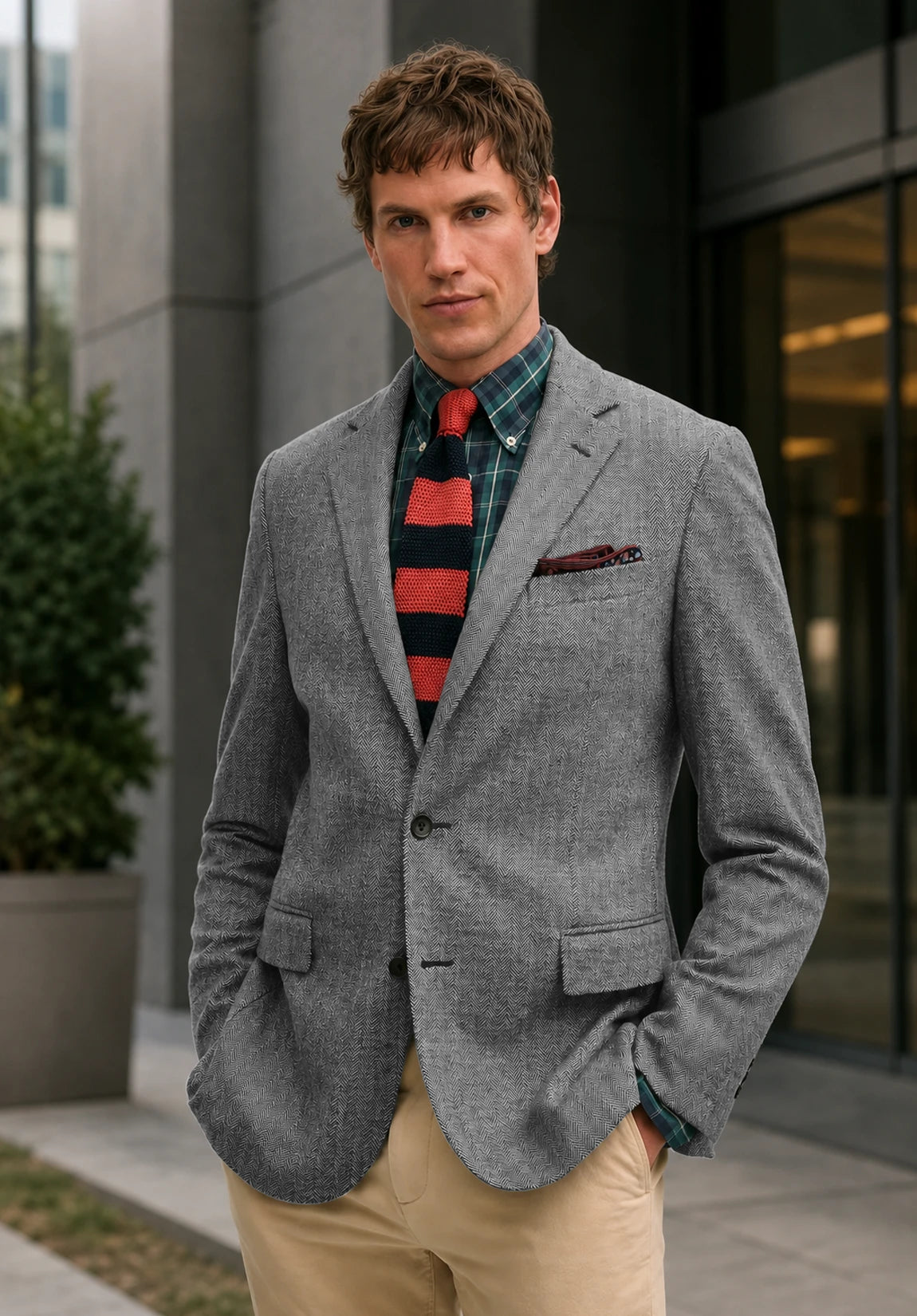 Men's grey herringbone jacket