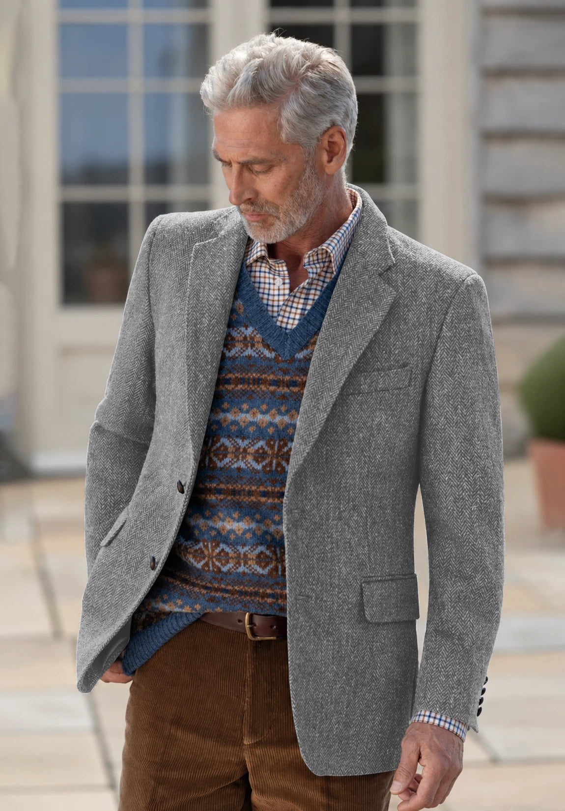 Men's grey herringbone jacket