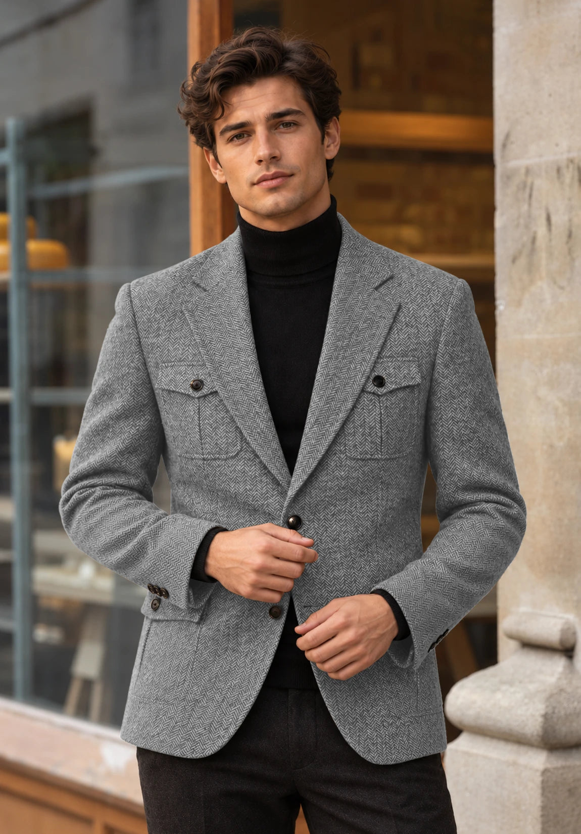 Men's grey herringbone jacket