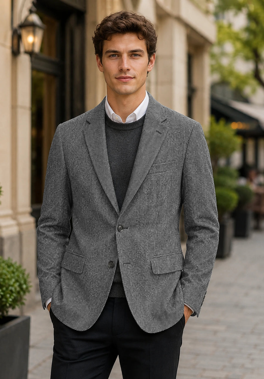 Men's grey herringbone jacket
