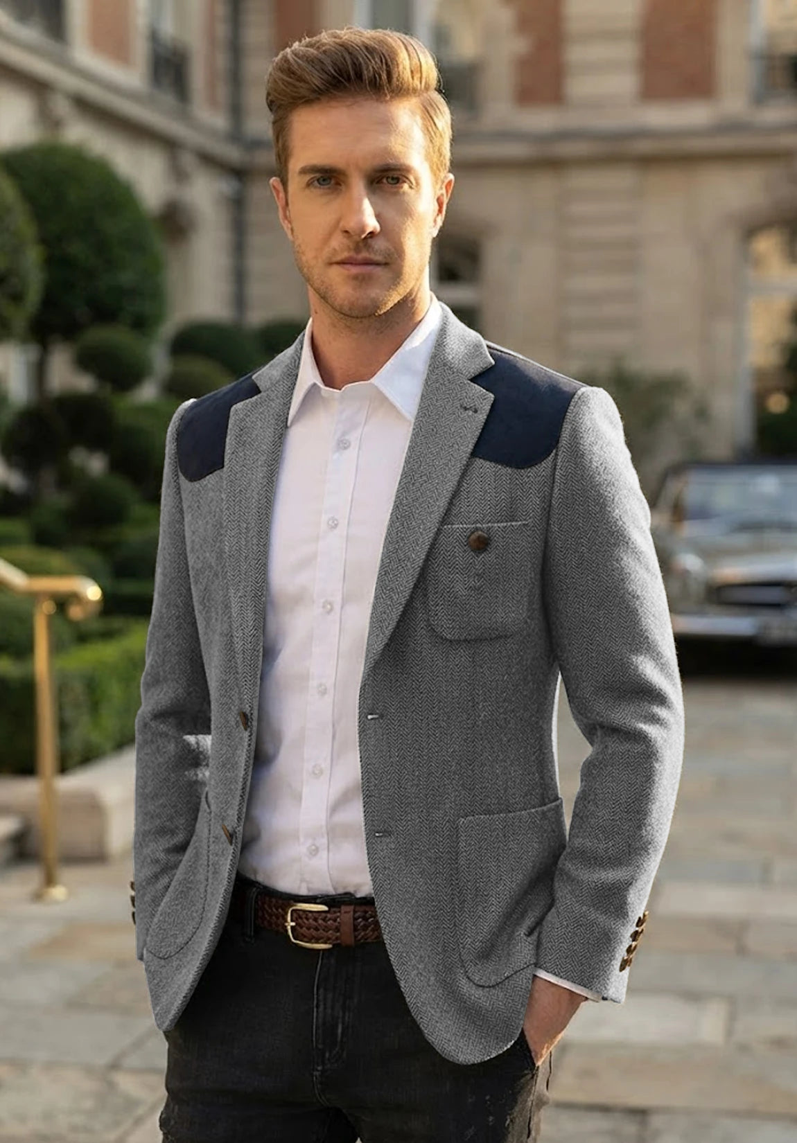 Men's grey herringbone jacket