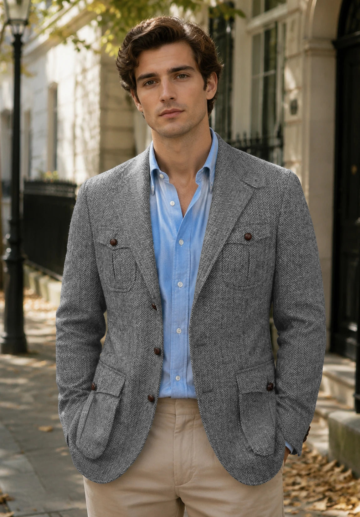 Men's grey herringbone jacket