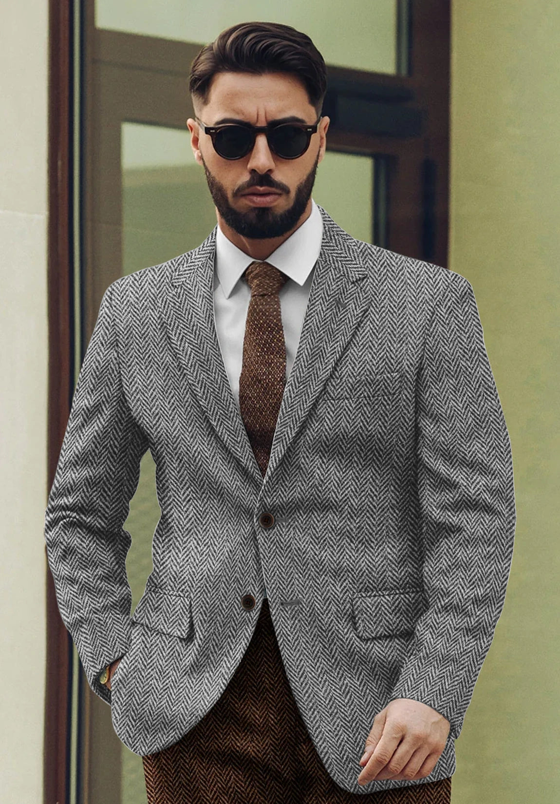 Men's grey herringbone jacket