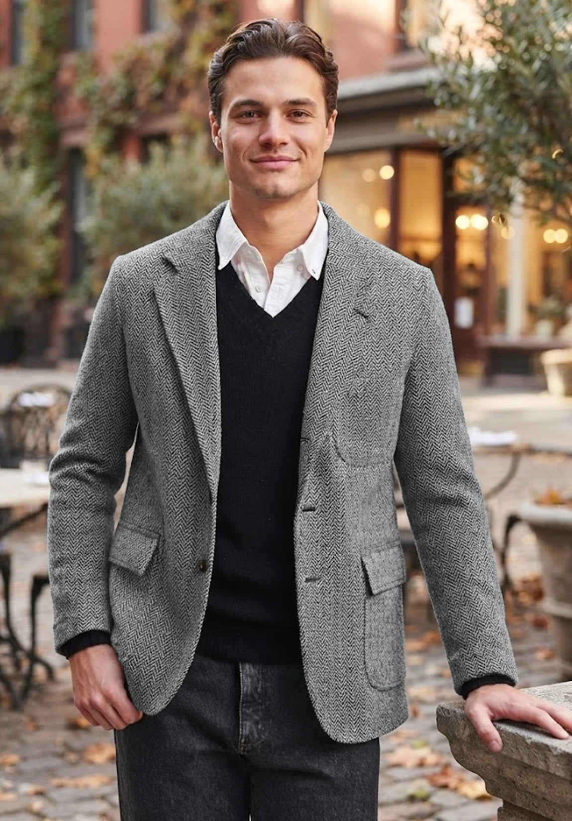 Men's grey herringbone jacket