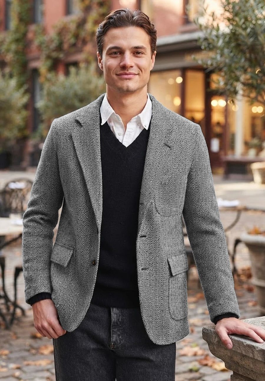 Men's grey herringbone jacket
