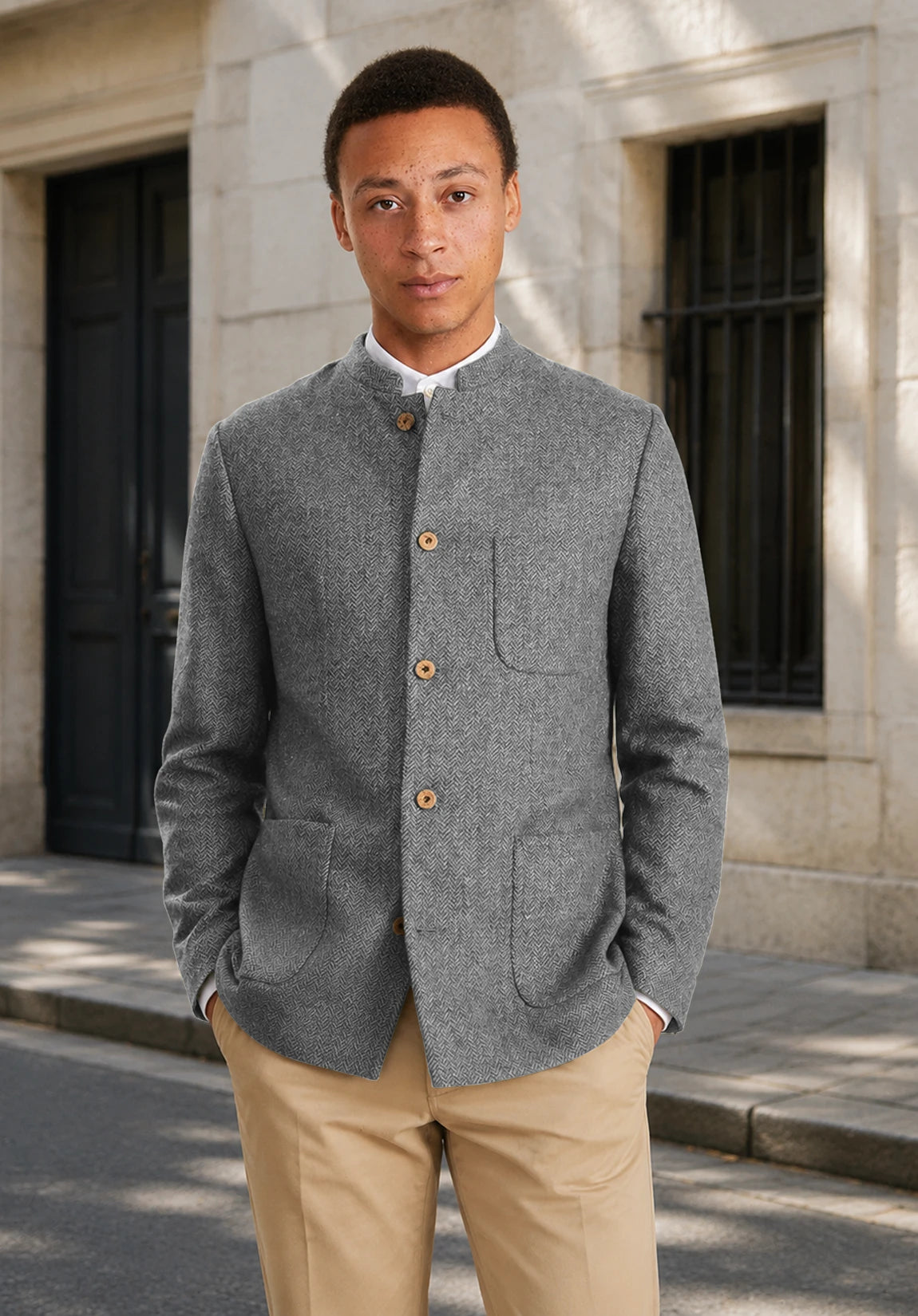 Men's grey herringbone jacket