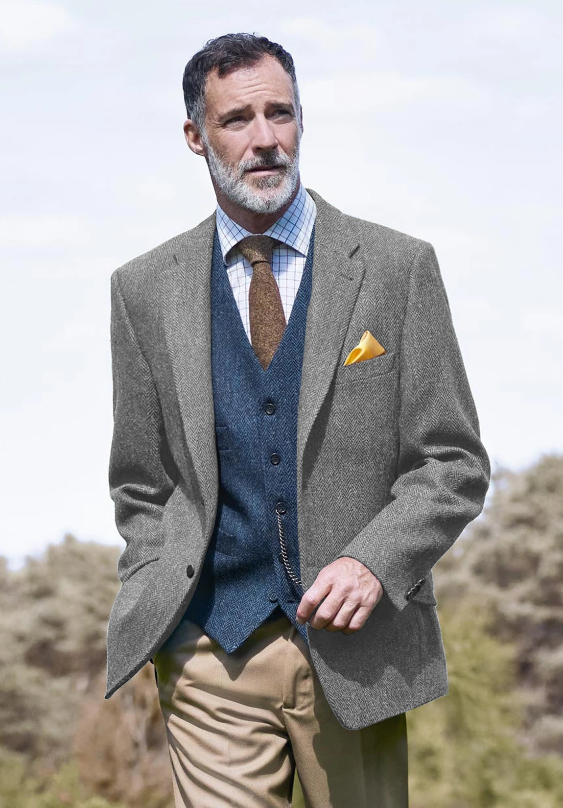 Men's grey herringbone jacket