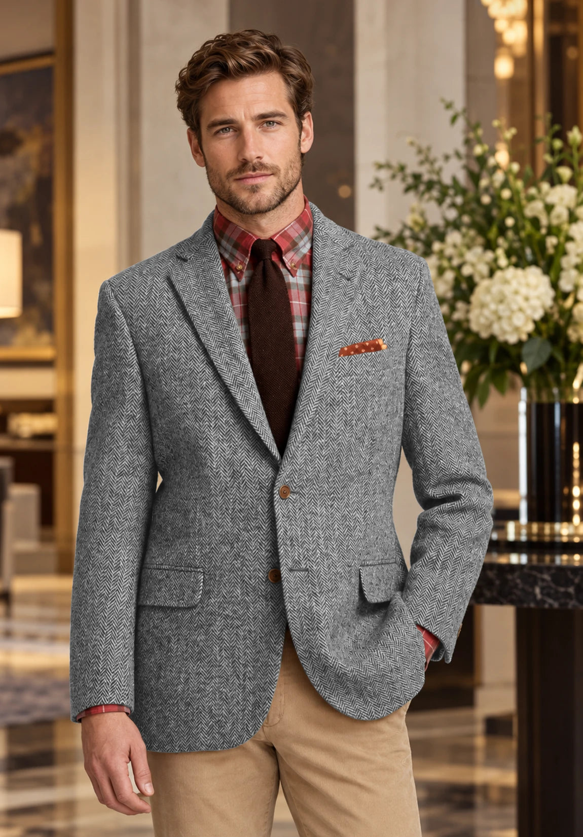 Men's grey herringbone jacket