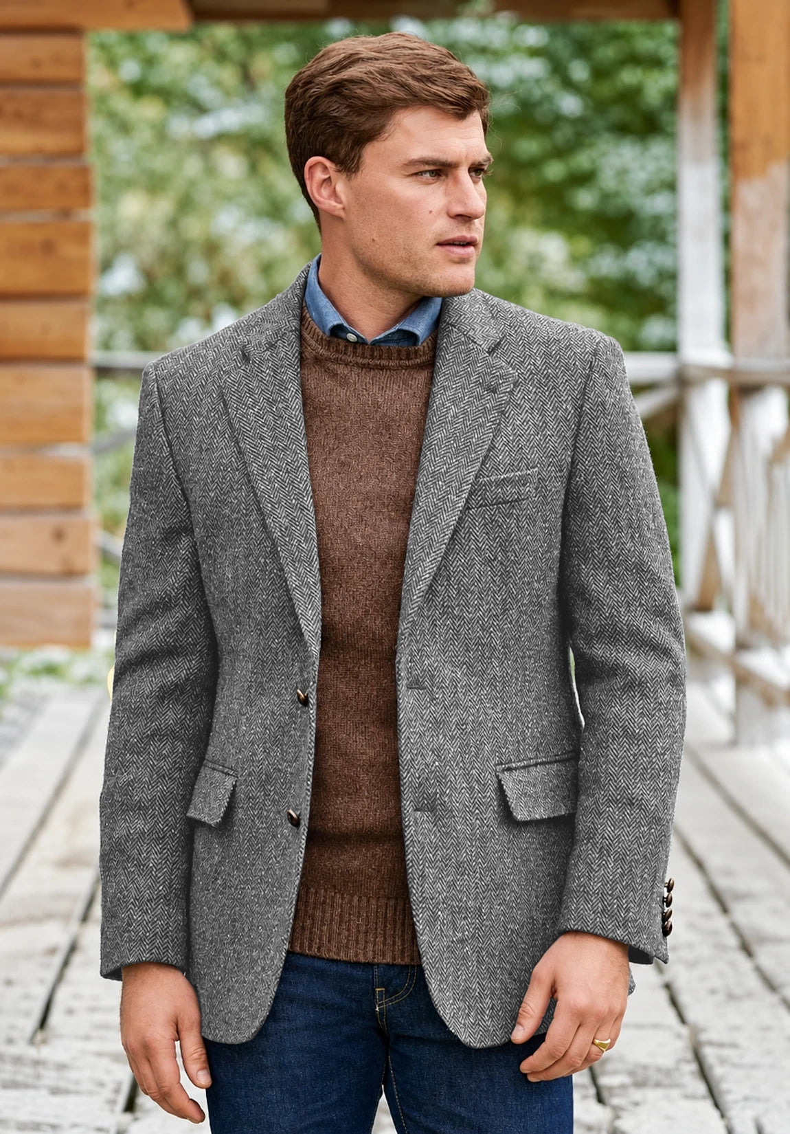Men's grey herringbone jacket
