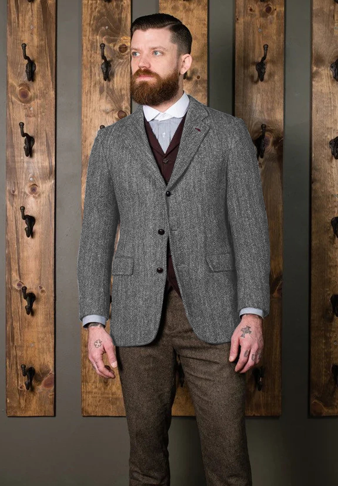 Men's grey herringbone jacket