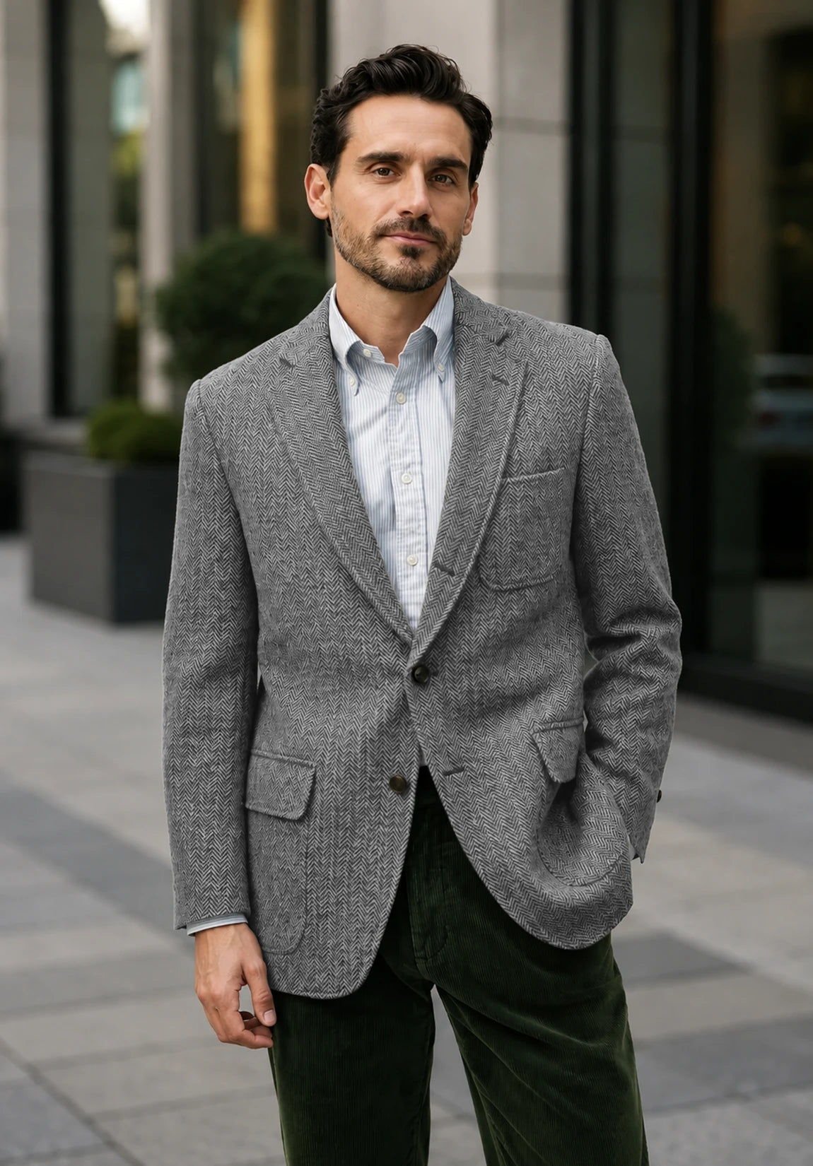 Men's grey herringbone jacket