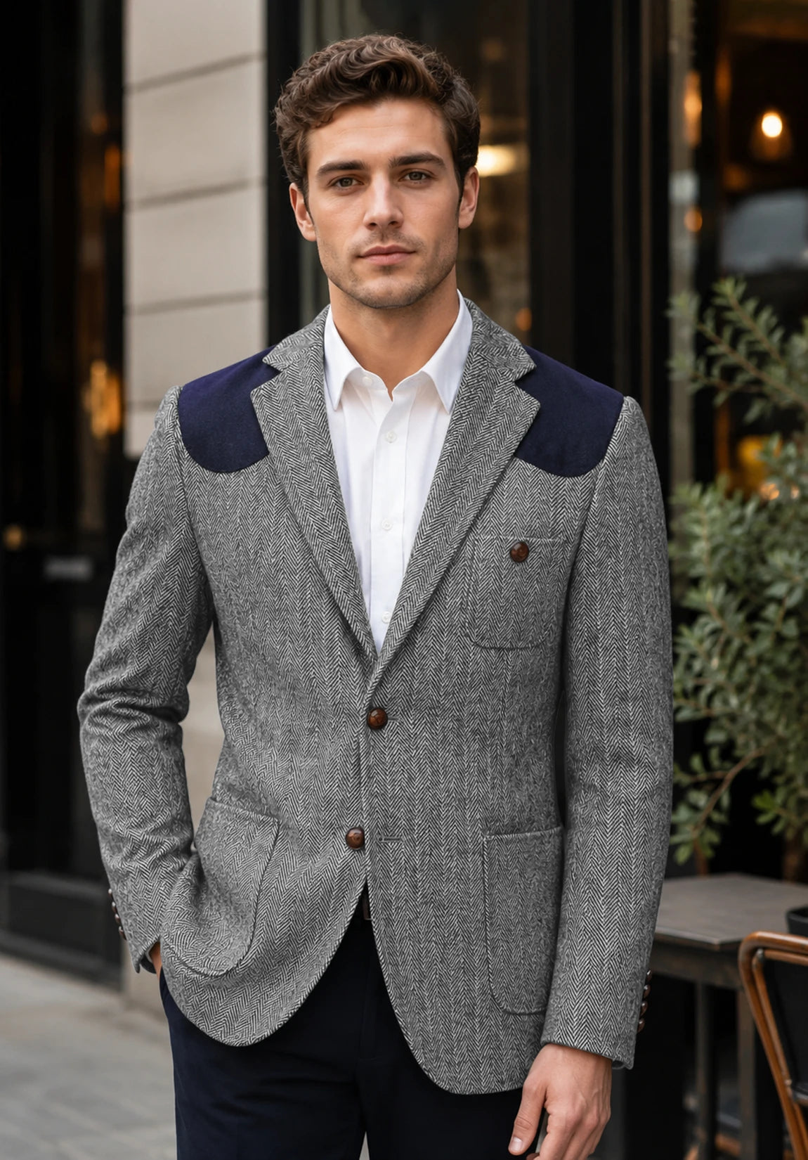 Men's grey herringbone jacket