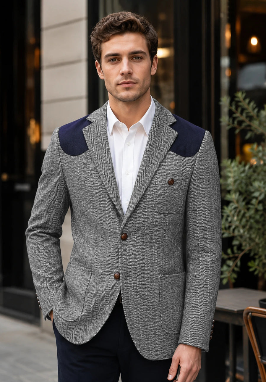 Men's grey herringbone jacket