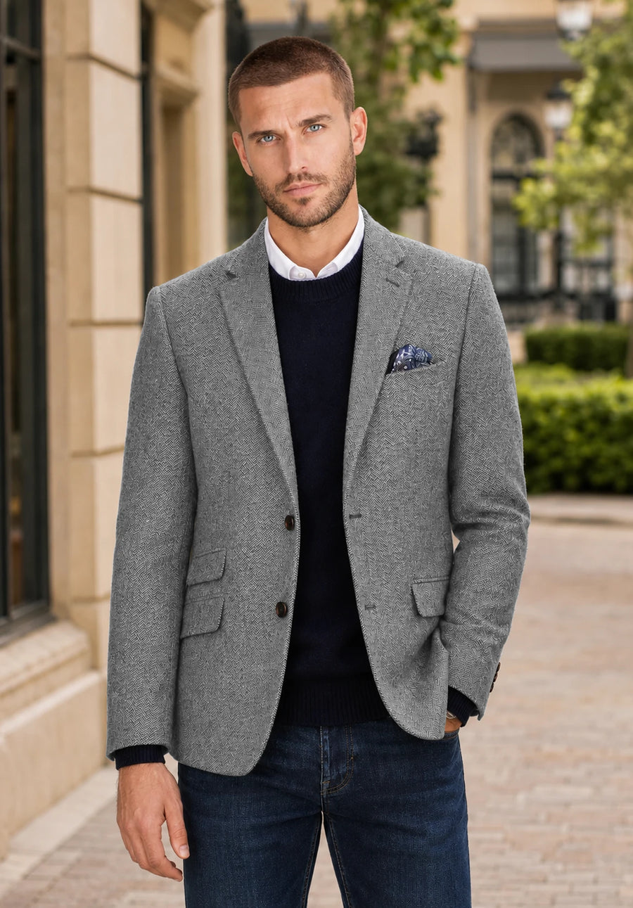 Men's grey herringbone jacket