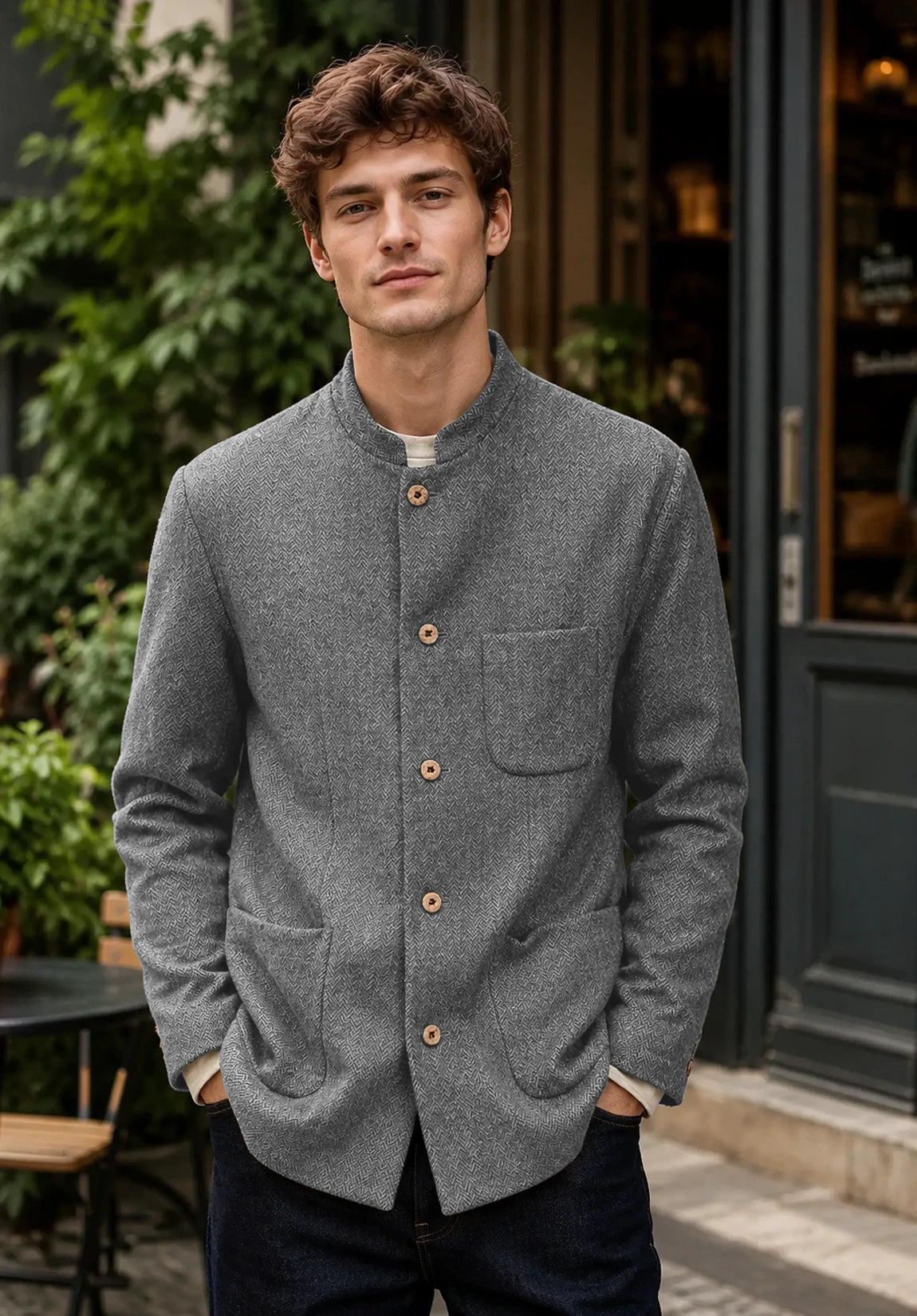 Men's grey herringbone jacket
