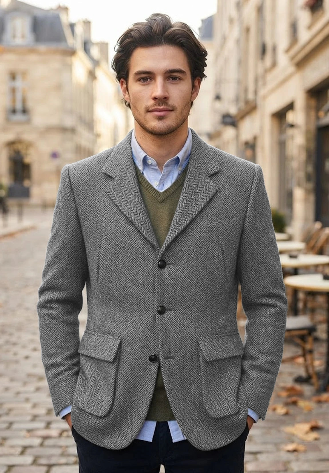 Men's grey herringbone jacket
