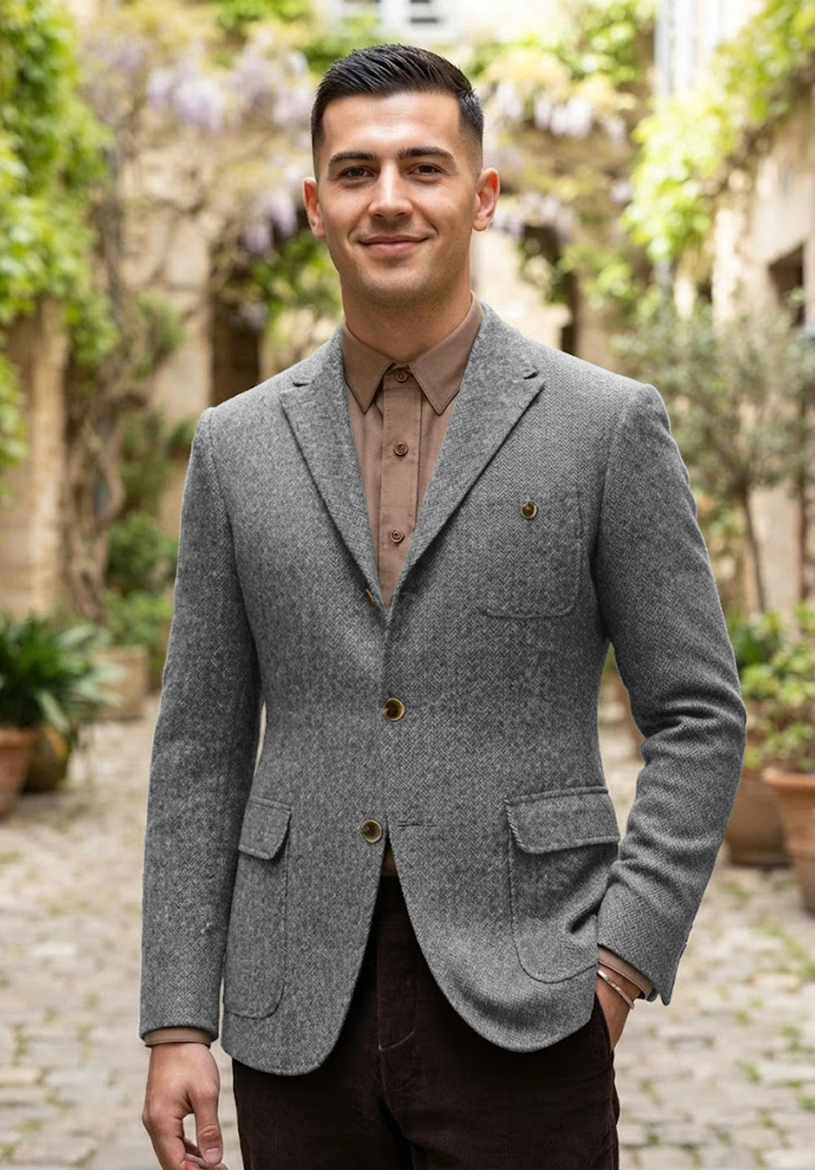 Men's grey herringbone jacket