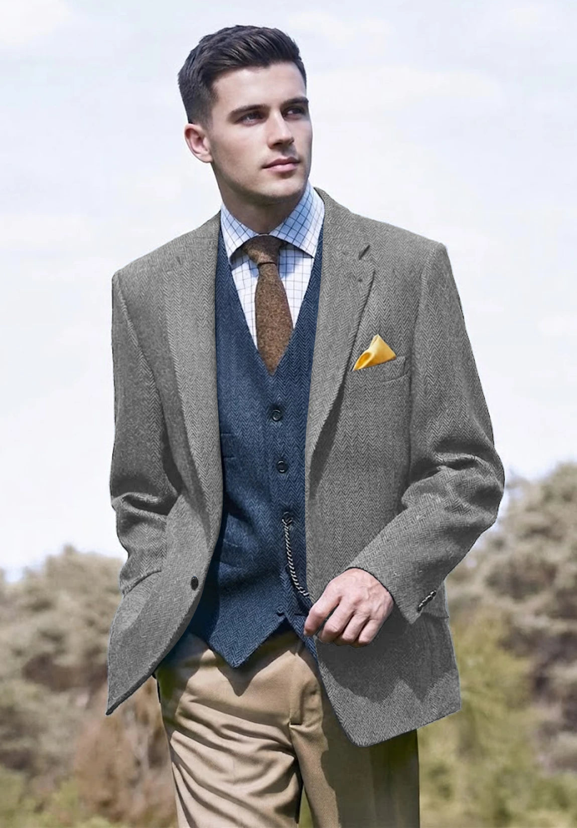 Men's grey herringbone jacket