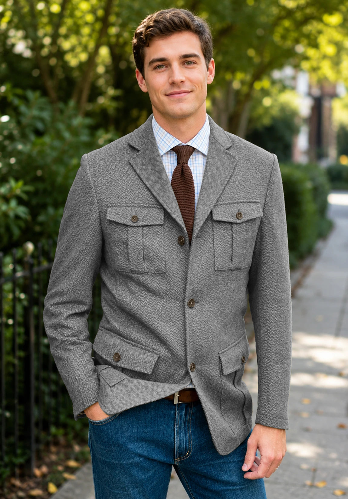 Men's grey herringbone jacket