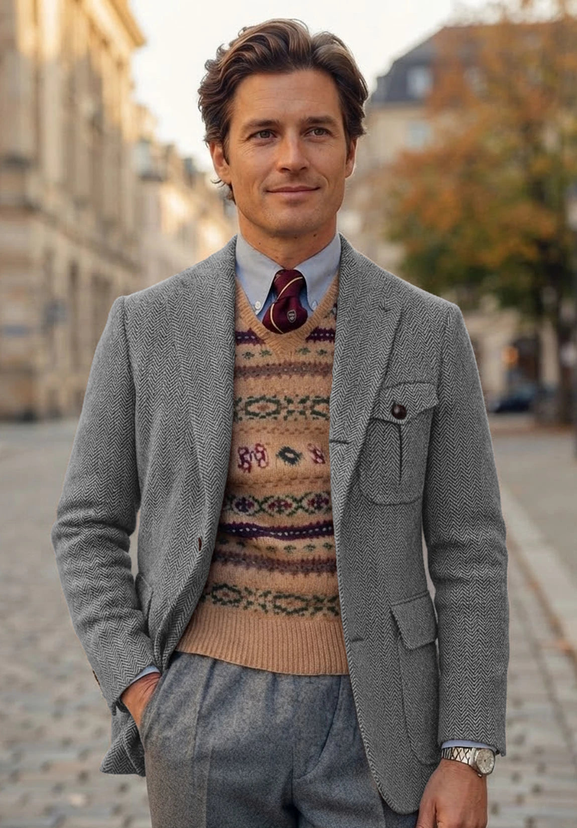 Men's grey herringbone jacket