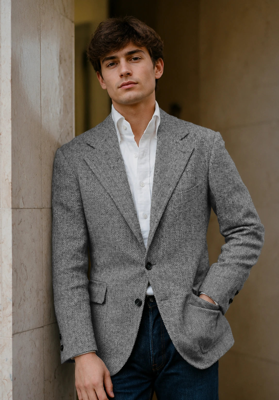 Men's grey herringbone jacket